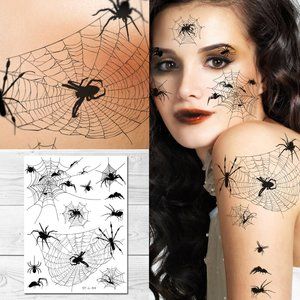 Supperb® Temporary Tattoos - Halloween Face Tattoos Horror Cobweb Spider Tattoos